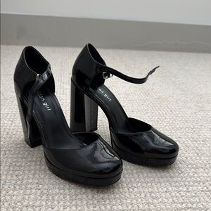 Black Patent Platform Mary Jane Heels